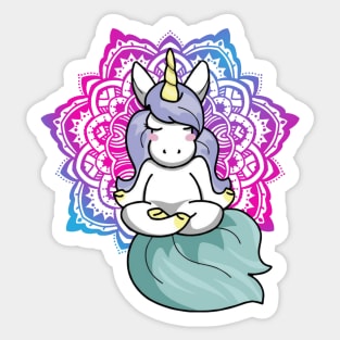 Unicorn in Yoga Lotus Meditation Mandala Sticker